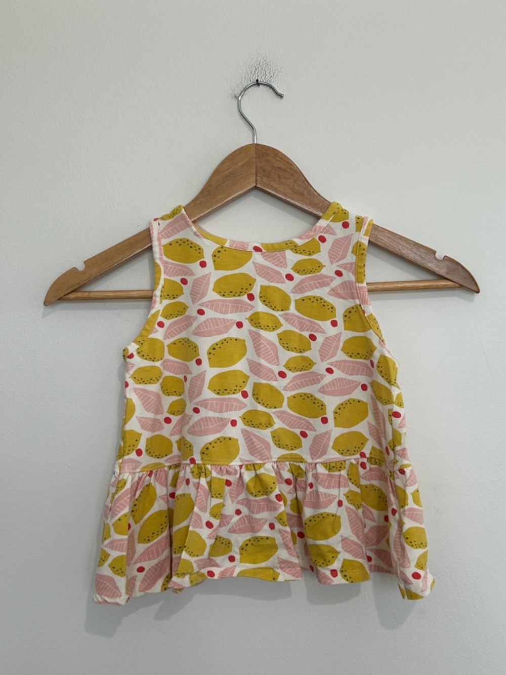 Pink Chicken Girls Lemon & Leaf Peplum Tank Top Size 7